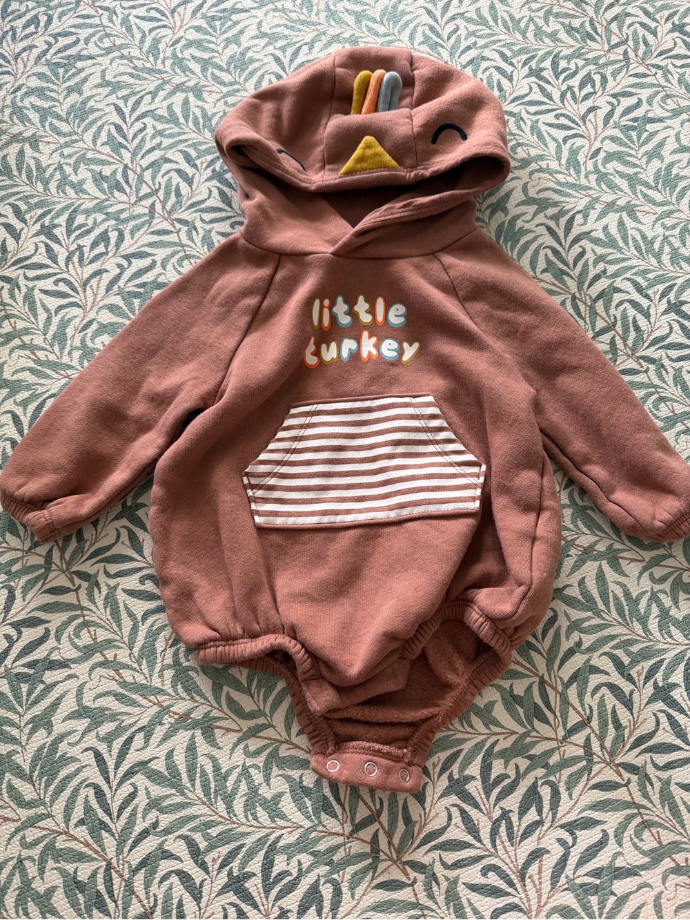 Little Turkey Rust Hooded One-Piece 6-12M